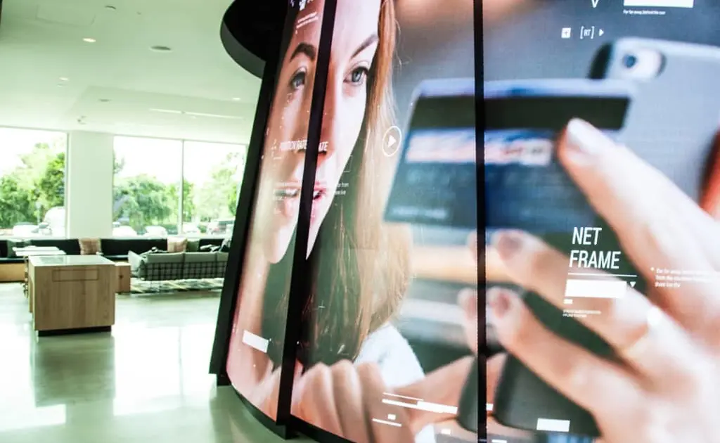 Custom LED wall installed in the NetApp Mobile corporate building