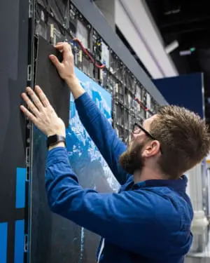 PixelFLEX LED technician installs LED panels
